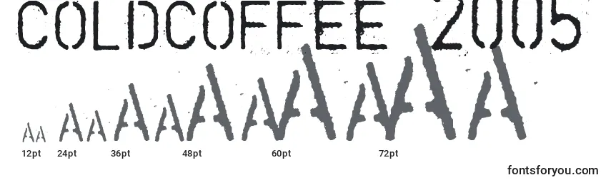 Размеры шрифта Coldcoffee  2005      