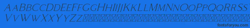 Fonte Coldiac Italic – fontes pretas em um fundo azul