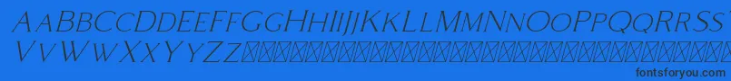 Czcionka Coldiac Italic – czarne czcionki na niebieskim tle