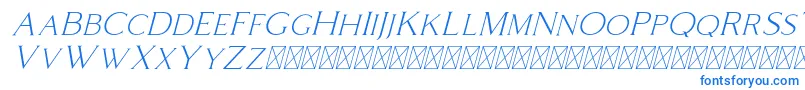 Czcionka Coldiac Italic – niebieskie czcionki na białym tle