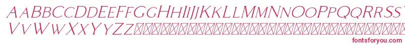 Czcionka Coldiac Italic – czerwone czcionki na białym tle