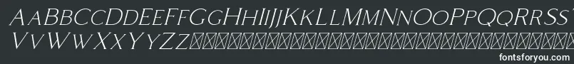 Coldiac Italic-fontti – valkoiset fontit mustalla taustalla