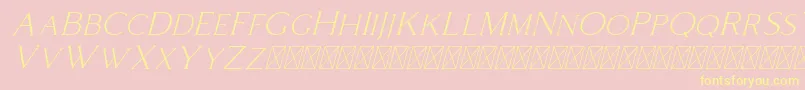 Шрифт Coldiac Italic – жёлтые шрифты на розовом фоне