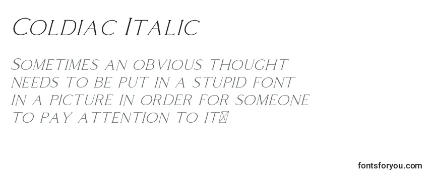 Review of the Coldiac Italic Font