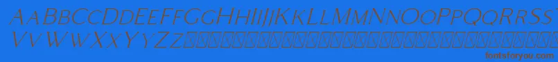 Coldiac Italic Font – Brown Fonts on Blue Background