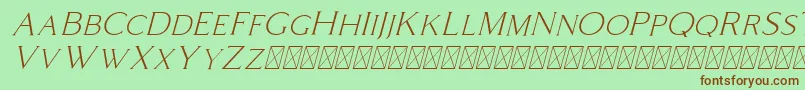 Coldiac Italic Font – Brown Fonts on Green Background
