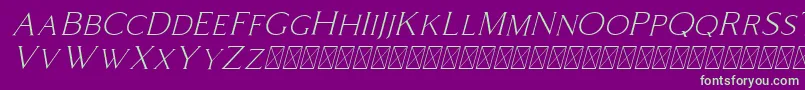 Coldiac Italic Font – Green Fonts on Purple Background