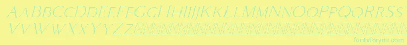 Czcionka Coldiac Italic – zielone czcionki na żółtym tle