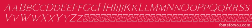Czcionka Coldiac Italic – różowe czcionki na czerwonym tle