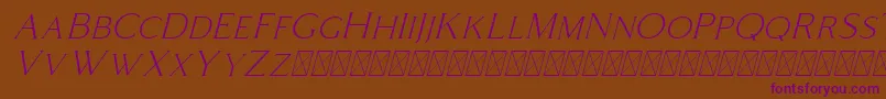 Coldiac Italic Font – Purple Fonts on Brown Background