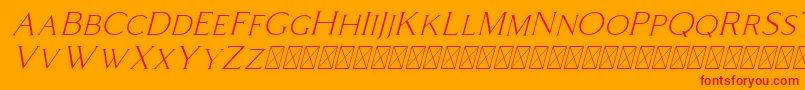 Coldiac Italic-fontti – punaiset fontit oranssilla taustalla