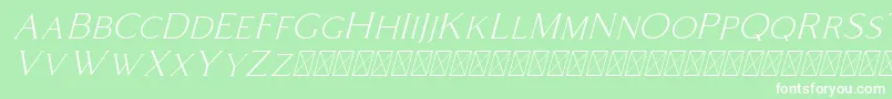 Coldiac Italic-Schriftart – Weiße Schriften auf grünem Hintergrund
