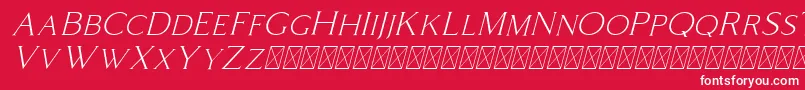 Coldiac Italic-Schriftart – Weiße Schriften auf rotem Hintergrund