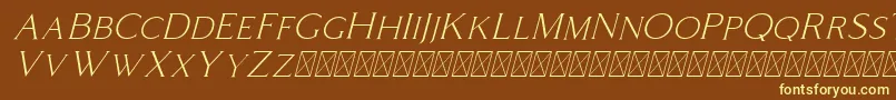 Шрифт Coldiac Italic – жёлтые шрифты на коричневом фоне