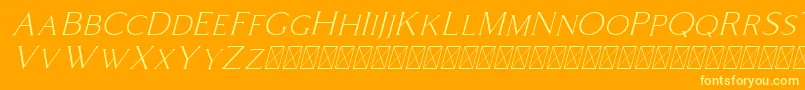 Fonte Coldiac Italic – fontes amarelas em um fundo laranja