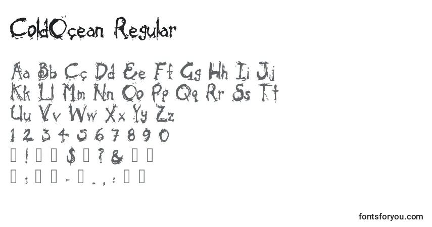 Czcionka ColdOcean Regular – alfabet, cyfry, specjalne znaki
