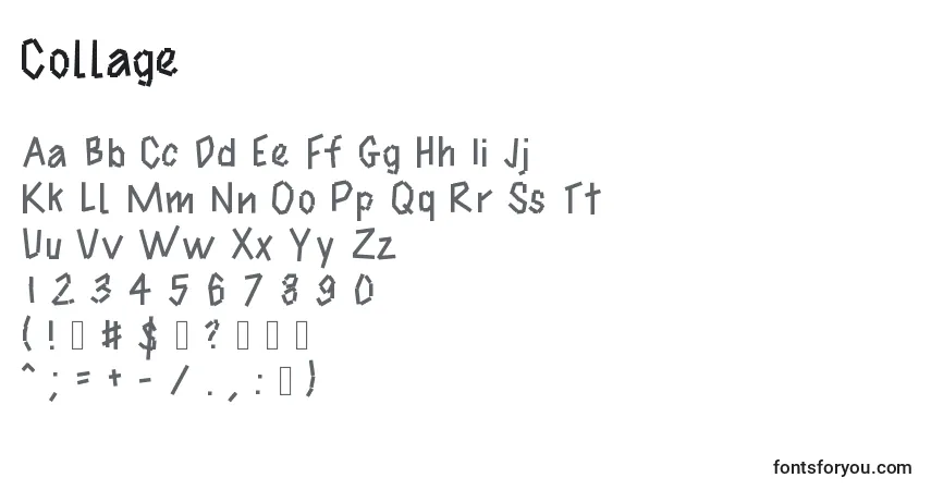 Schriftart Collage – Alphabet, Zahlen, spezielle Symbole
