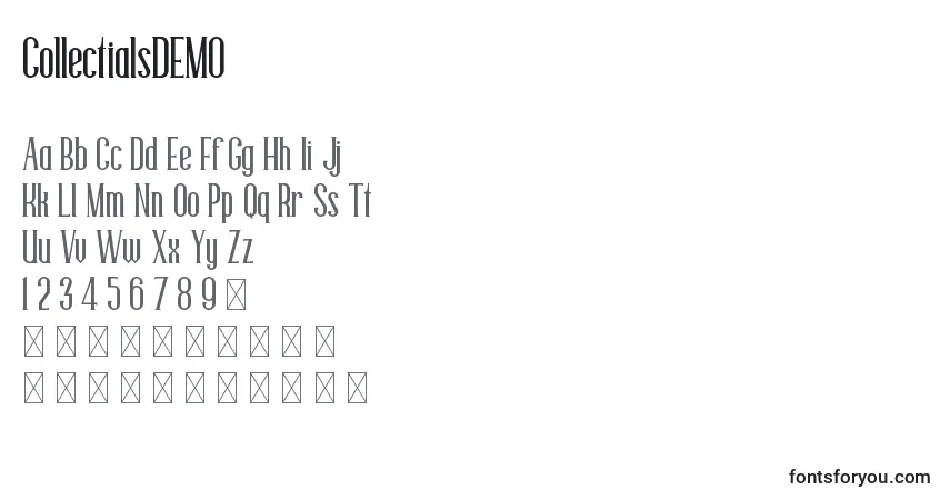 Шрифт CollectialsDEMO – алфавит, цифры, специальные символы