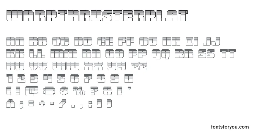 Czcionka Warpthrusterplat – alfabet, cyfry, specjalne znaki