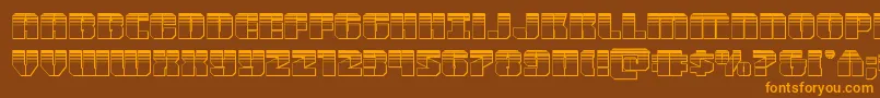 Warpthrusterplat Font – Orange Fonts on Brown Background