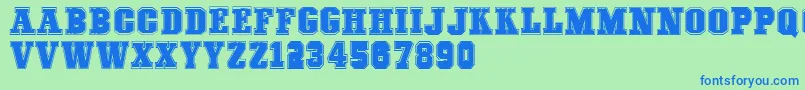 Шрифт COLLEGEFREAKS Demo – синие шрифты на зелёном фоне