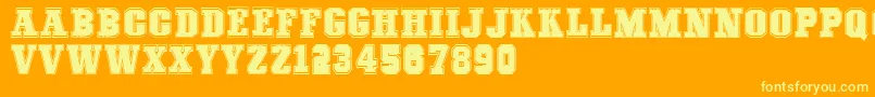 COLLEGEFREAKS Demo-Schriftart – Gelbe Schriften auf orangefarbenem Hintergrund