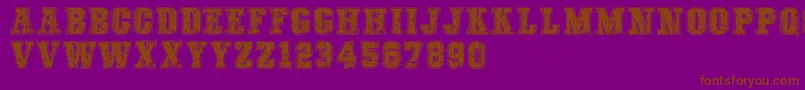 Fonte COLLEGEFREAKSDISTORTEDDEMO – fontes marrons em um fundo roxo