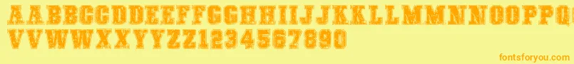 COLLEGEFREAKSDISTORTEDDEMO Font – Orange Fonts on Yellow Background
