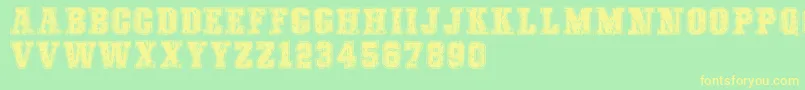フォントCOLLEGEFREAKSDISTORTEDDEMO – 黄色の文字が緑の背景にあります
