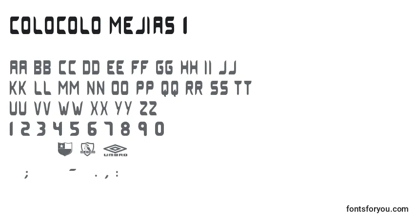Czcionka Colocolo mejias 1  – alfabet, cyfry, specjalne znaki
