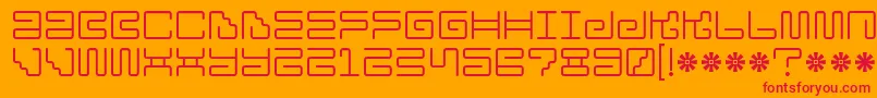 Iron Lounge-Schriftart – Rote Schriften auf orangefarbenem Hintergrund