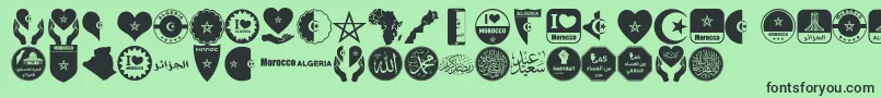 color Morocco Algeria-fontti – mustat fontit vihreällä taustalla