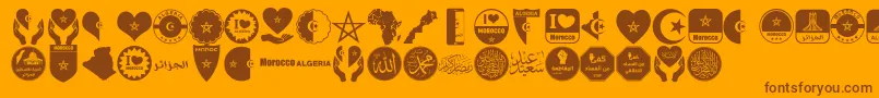 Weitere Informationen zur color Morocco Algeria-Schriftart color Morocco Algeria-Schriftart – Braune Schriften auf orangefarbenem Hintergrund