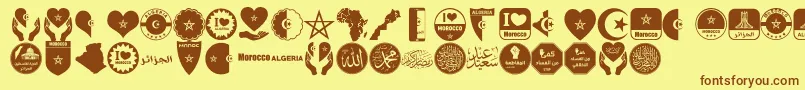 Weitere Informationen zur color Morocco Algeria-Schriftart color Morocco Algeria-Schriftart – Braune Schriften auf gelbem Hintergrund