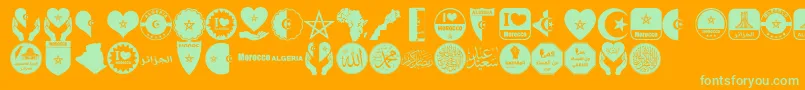 Weitere Informationen zur color Morocco Algeria-Schriftart color Morocco Algeria-Schriftart – Grüne Schriften auf orangefarbenem Hintergrund