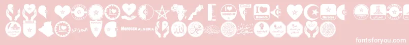 color Morocco Algeria-Schriftart – Weiße Schriften auf rosa Hintergrund