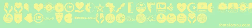 color Morocco Algeria-fontti – keltaiset fontit vihreällä taustalla