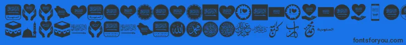 Color Saudi Arabia-fontti – mustat fontit sinisellä taustalla