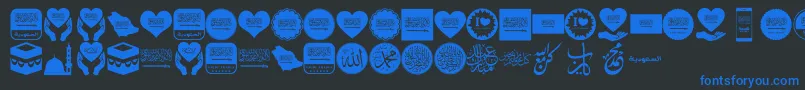 Color Saudi Arabia-fontti – siniset fontit mustalla taustalla