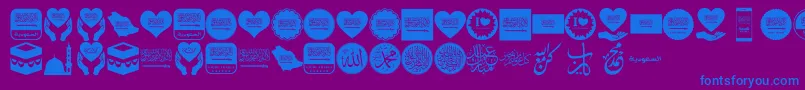 Fonte Color Saudi Arabia – fontes azuis em um fundo violeta