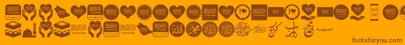 Fonte Color Saudi Arabia – fontes marrons em um fundo laranja