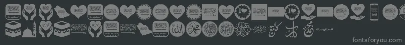 Color Saudi Arabia-fontti – harmaat kirjasimet mustalla taustalla