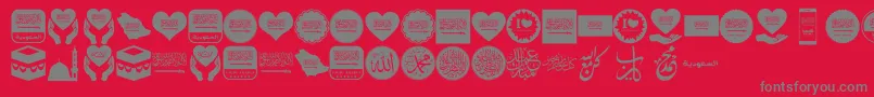 Color Saudi Arabia-fontti – harmaat kirjasimet punaisella taustalla