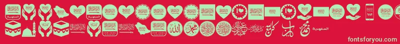 Color Saudi Arabia-fontti – vihreät fontit punaisella taustalla
