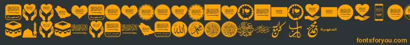 Czcionka Color Saudi Arabia – pomarańczowe czcionki na czarnym tle