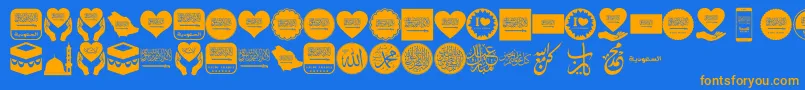 Czcionka Color Saudi Arabia – pomarańczowe czcionki na niebieskim tle