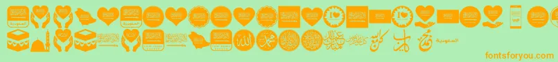 フォントColor Saudi Arabia – オレンジの文字が緑の背景にあります。