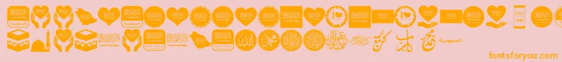 フォントColor Saudi Arabia – オレンジの文字がピンクの背景にあります。