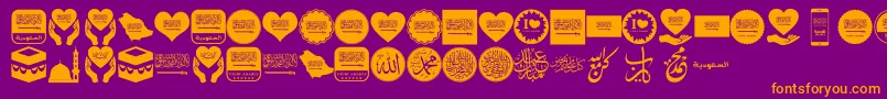 Color Saudi Arabia-fontti – oranssit fontit violetilla taustalla