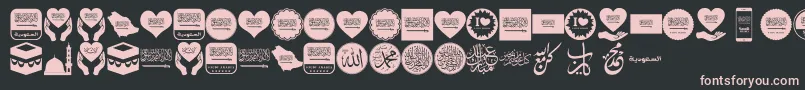 Color Saudi Arabia-fontti – vaaleanpunaiset fontit mustalla taustalla